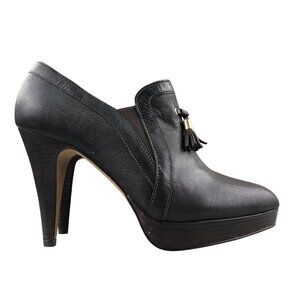 Pilar Abril Women's 9.5 Brown Leather Platform Stiletto High Heel Tassel Pumps